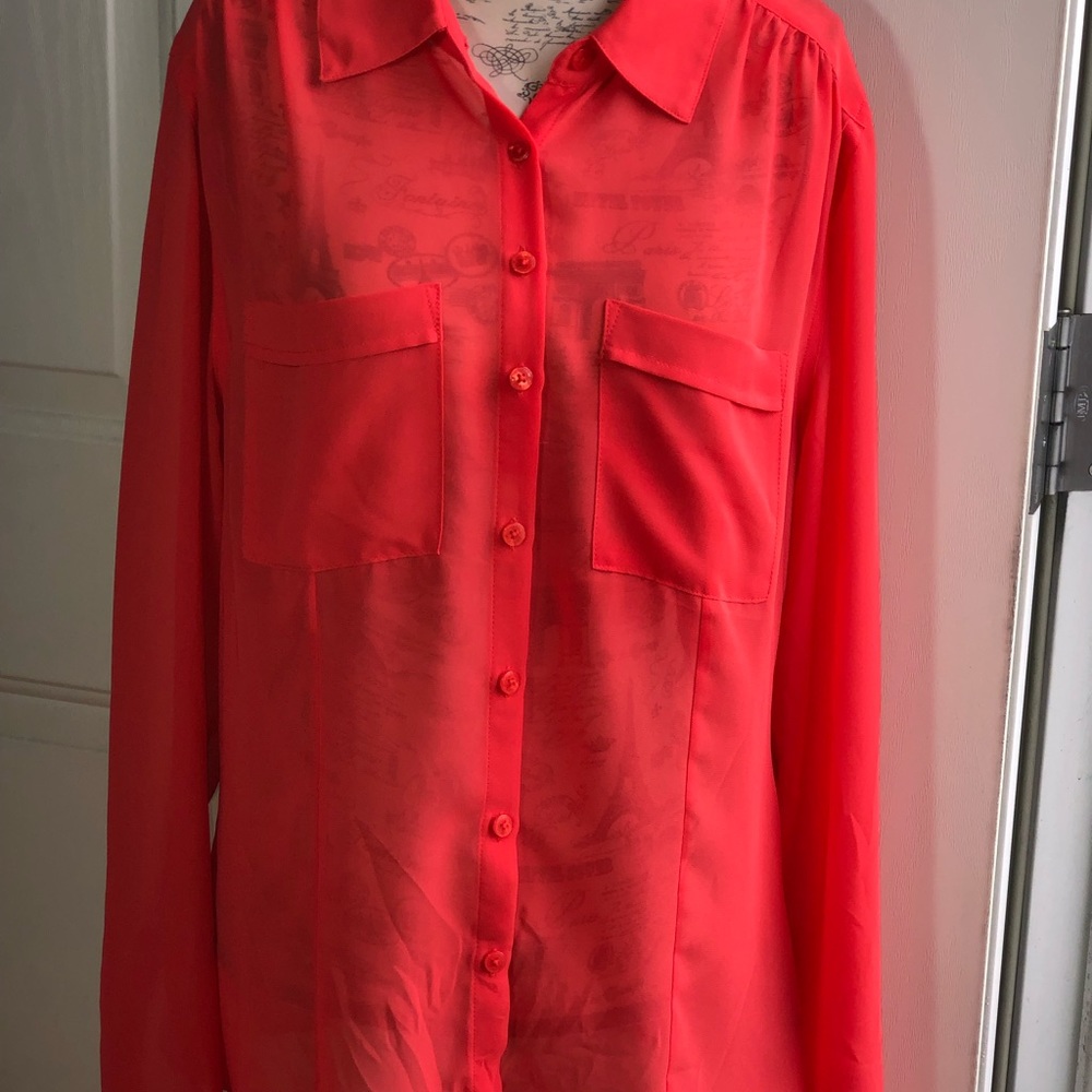 Pre-owned ,   Guess  red orange long sleeve shirt